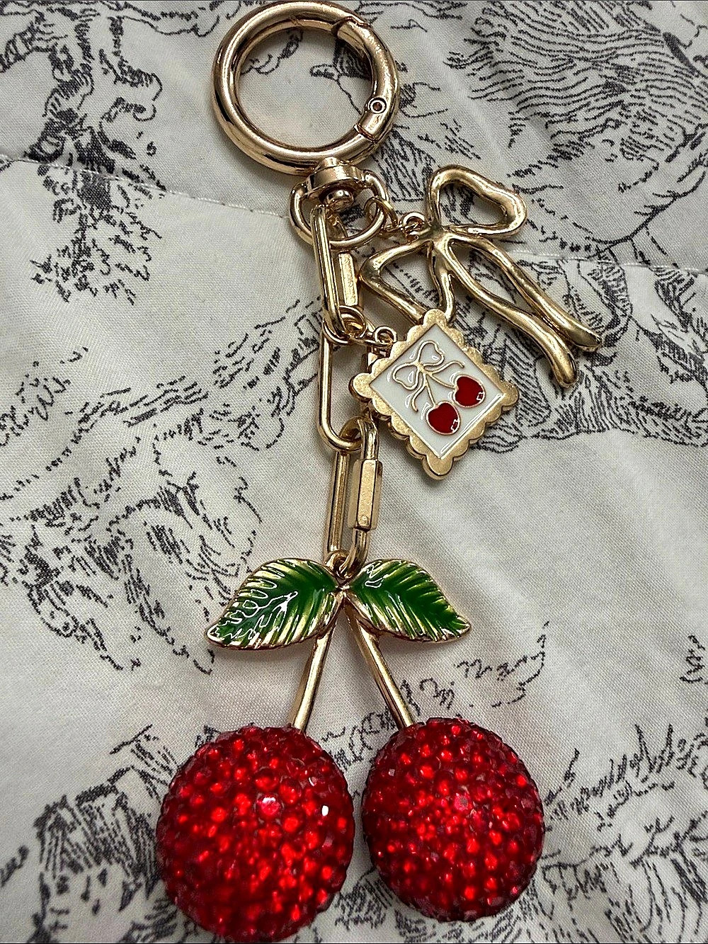 Cherry Keychain in Red & Gold Like New